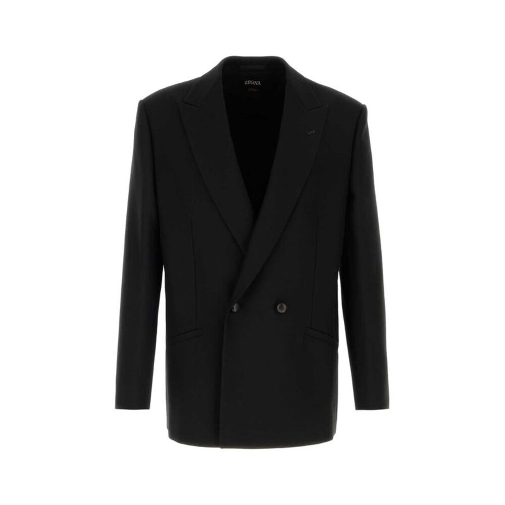 Zegna Men Black Wool Blend Blazer